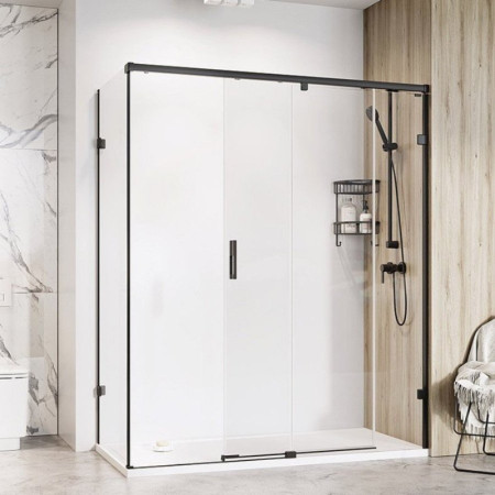 Roman Liberty 1500 x 800 LH Brushed Nickel Sliding Shower Door & Side Panel