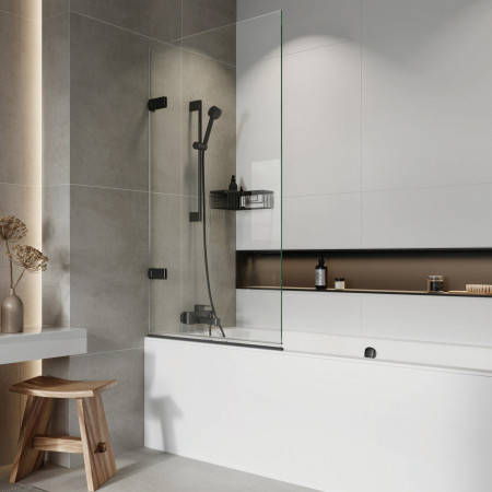 Roman Liberty 1500 x 805mm Polished Nickel 10mm Hinged Bath Screen