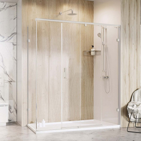 Roman Liberty 1500 x 900mm Brushed Nickel 8mm Left Hand Corner Sliding Shower Door
