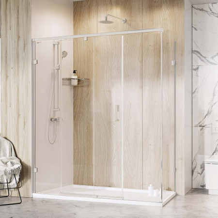 Roman Liberty 1700 x 800mm Polished Nickel 8mm Right Hand Corner Sliding Shower Door