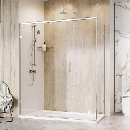 TT1D17RC/TTR1C8 Roman Liberty 1700 x 800mm Right Hand 10mm Corner Sliding Shower Door in Chrome
