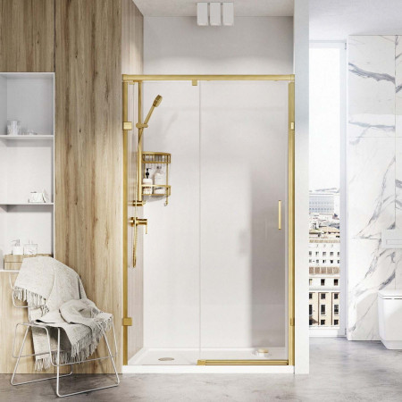 KT1D17RBR Roman Liberty 1700mm Brushed Brass Right Hand Alcove Sliding Shower Door