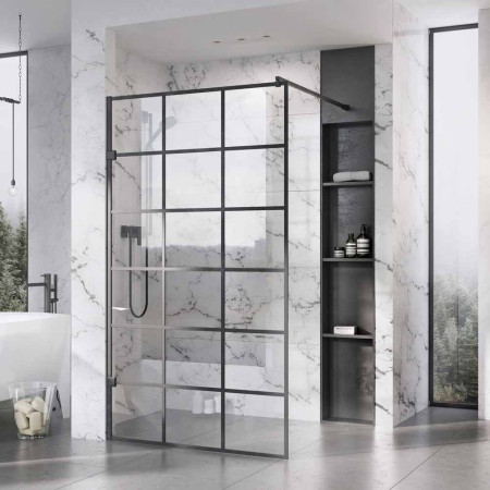 Roman Liberty Black Grid 957mm 10mm Wetroom Corner Panel