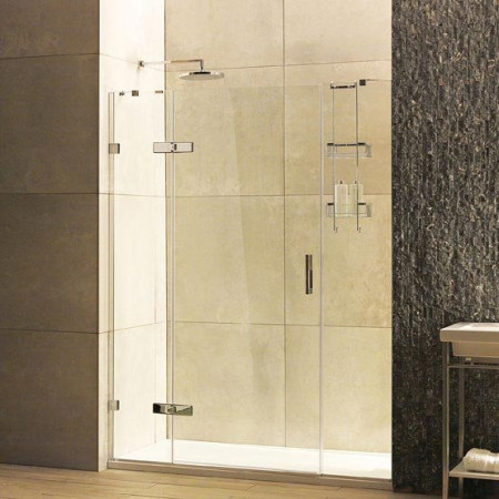 Roman Liberty 8mm Alcove 1400mm Hinged Shower Door with Two Inline Panels in Chrome