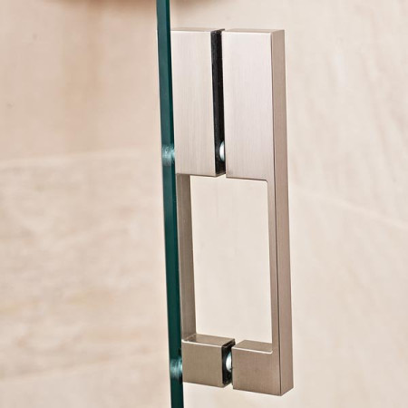 Roman Liberty Inward or Outward Opening Hinged Shower Door + 2 In-Line Panels & 1 Side Panel - Corner/10mm/Brushed Nickel - 1200x900mm