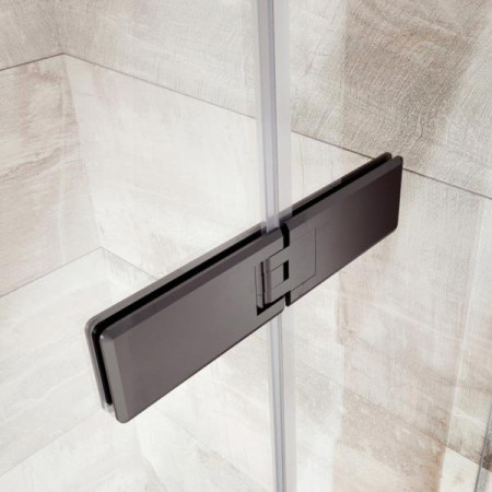 Roman Liberty Inward or Outward Opening Hinged Shower Door + Inline Panel - Alcove/8mm/Matt Black - 800mm