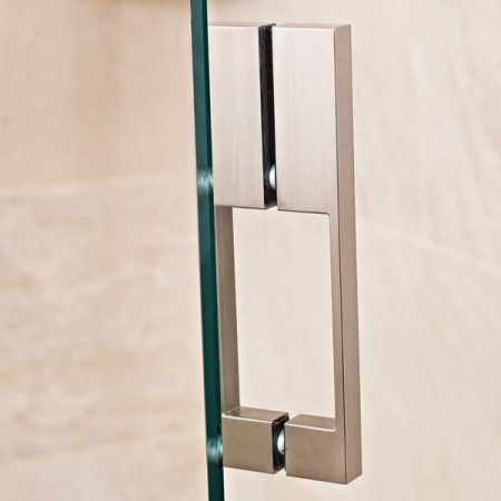 Roman Liberty Inward or Outward Opening Hinged Shower Door + Side & In-Line Panel - Corner/8mm/Brushed Nickel - 1000x800mm