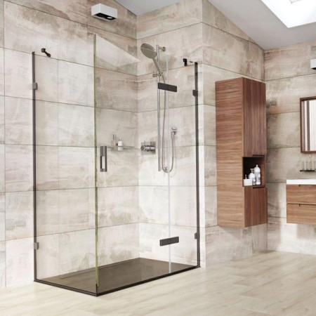Roman Liberty Outward Opening Hinged Shower Door + Hinged In-Line Panel + Side Panel - Corner/8mm/Chrome - 1200x900mm