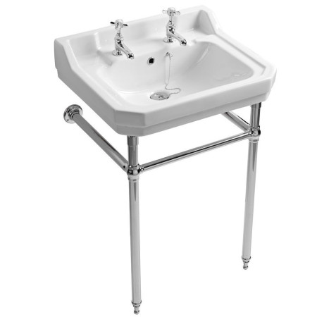 H60DB/DC14024 Roper Rhodes Harrow 605mm Two Tap Hole Basin And Chrome Washstand (1)