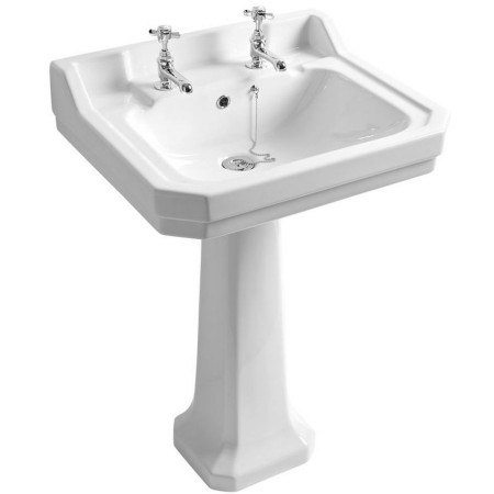 H60DB/HPED Roper Rhodes Harrow 605mm Two Tap Hole Basin And Pedestal