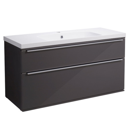 Roper Rhodes Scheme 1000mm Gloss Dark Clay Wall Mounted Double Drawer Unit with Basin