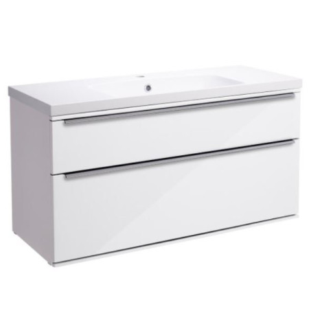 Roper Rhodes Scheme 1000mm Gloss White Wall Mounted Double Drawer Unit with Basin