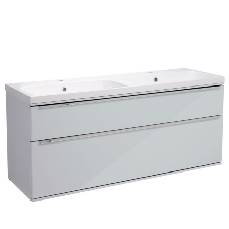 Roper Rhodes Scheme 1200mm Gloss Light Grey Wall Mounted Double Drawer Unit with Basin