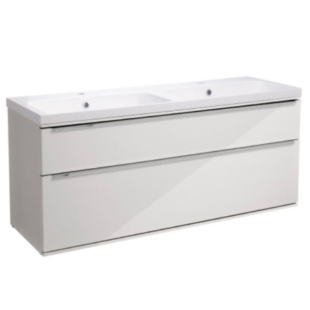 Roper Rhodes Scheme 1200mm Gloss White Wall Mounted Double Drawer Unit with Basin