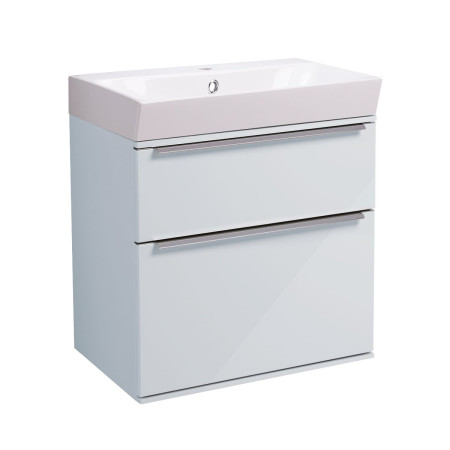 Roper Rhodes Scheme 500mm Gloss Light Grey Wall Mounted Basin Unit with Double Drawer & Basin