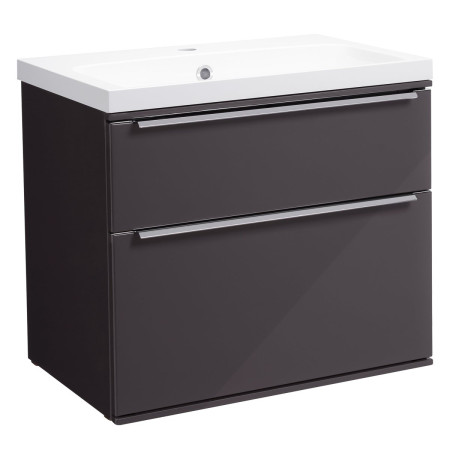 Roper Rhodes Scheme 600mm Gloss Dark Clay Wall Mounted Double Drawer Unit with Basin