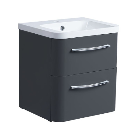 SYS500D.GDC/ SYS500IS Roper Rhodes System 500 Wall Mounted Basin Unit with Double Drawer Gloss Dark Clay (1)