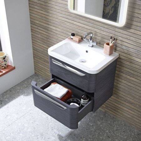 SYS500D.GDC/ SYS500IS Roper Rhodes System 500 Wall Mounted Basin Unit with Double Drawer Gloss Dark Clay (3)