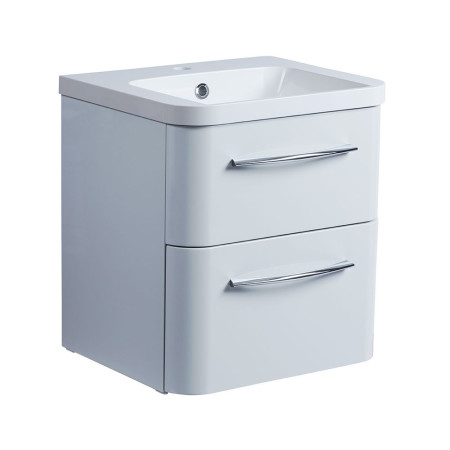 SYS500D.LG/ SYS500IS Roper Rhodes System 500 Wall Mounted Basin Unit with Double Drawer Gloss Light Grey (1)