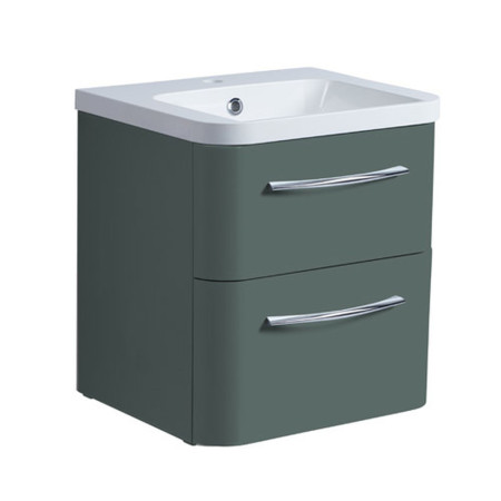 SYS500D.JNP/ SYS500IS Roper Rhodes System 500 Wall Mounted Basin Unit with Double Drawer Juniper Green (1)