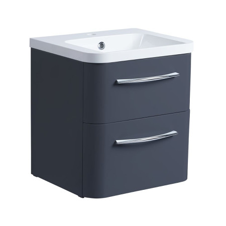 SYS500D.MCB/ SYS500IS Roper Rhodes System 500 Wall Mounted Basin Unit with Double Drawer Matt Carbon (1)