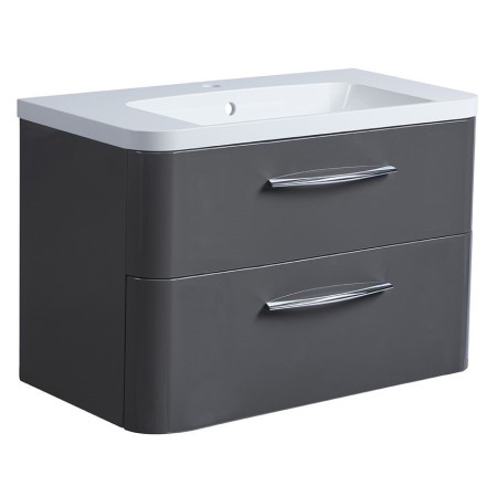 SYS800D.GDC/ SYS800IS Roper Rhodes System 800 Wall Mounted Basin Unit with Double Drawer Gloss Dark Clay (1)