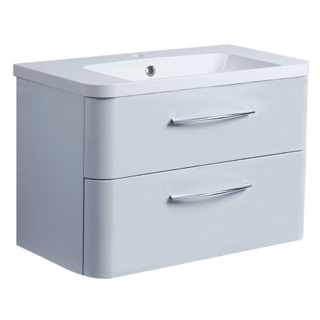 SYS800D.LG/ SYS800IS Roper Rhodes System 800 Wall Mounted Basin Unit with Double Drawer Gloss Light Grey (1)