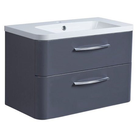 SYS800D.MCB/ SYS800IS Roper Rhodes System 800 Wall Mounted Basin Unit with Double Drawer Matt Carbon (1)