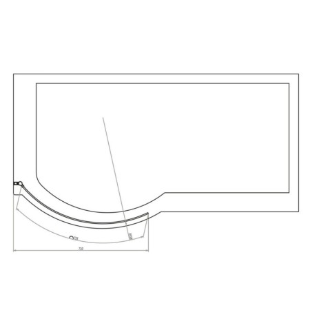 SCREEN002 Scudo 1400 x 800mm Chrome P Shaped Bath Screen (2)