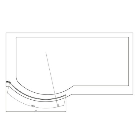 SCREEN002 Scudo 1400 x 800mm Chrome P Shaped Bath Screen Dimensions