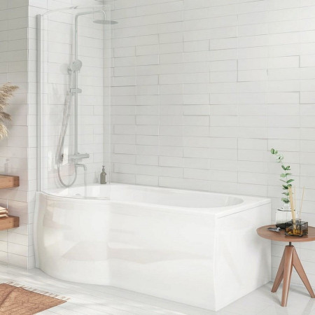 Scudo 1400 x 800mm Chrome P Shaped Bath Screen
