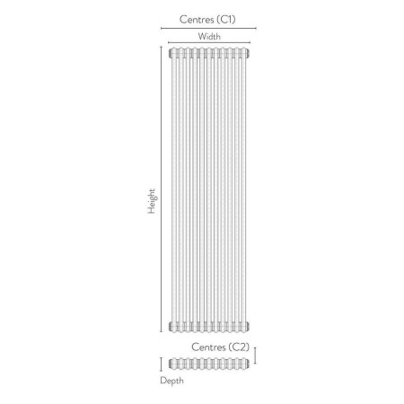 COL-2-180-34-W Scudo 1800 x 335mm 2 Column Vertical Radiator in White (3)