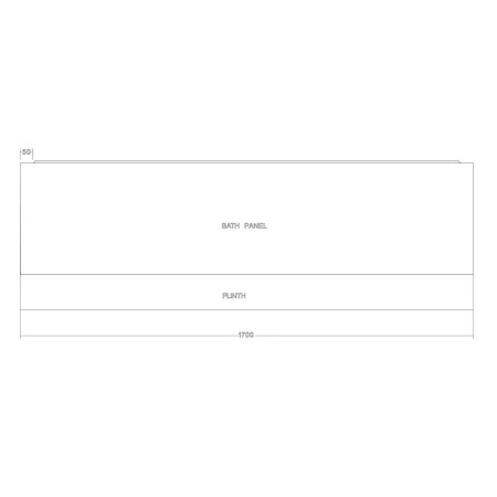 WOODPANEL009 Scudo 1700mm Wooden Front Bath Panel in Matt Indigo Blue Line Drawing
