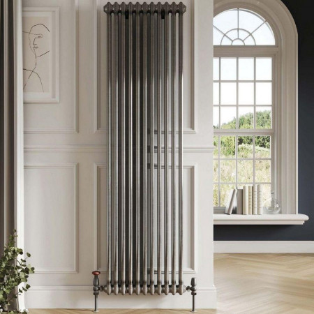 Scudo 1800 x 416mm 2 Column Vertical Radiator in Raw Metal