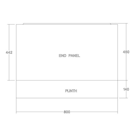WOODEND006 Scudo 800mm Wooden End Bath Panel in Matt Grey Line Drawing