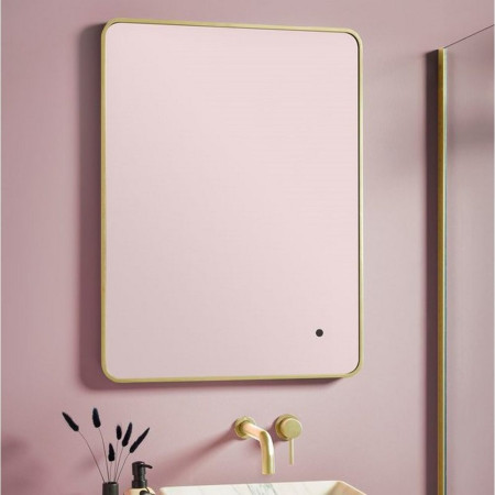 MIRROR009 Scudo Alfie 500 x 700mm Soft Edge LED Mirror in Brushed Brass