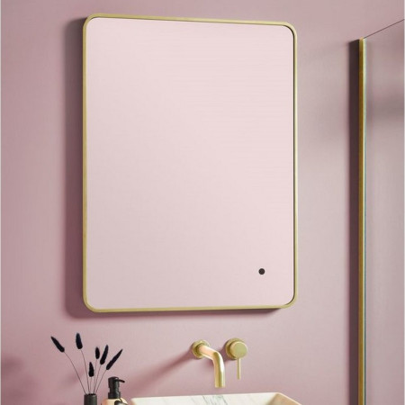 MIRROR010 Scudo Alfie 600 x 800mm Soft Edge LED Mirror in Brushed Brass