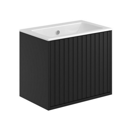 Scudo Alfie 600mm Vanity Unit with Basin and Fluted Drawer in Matt Black