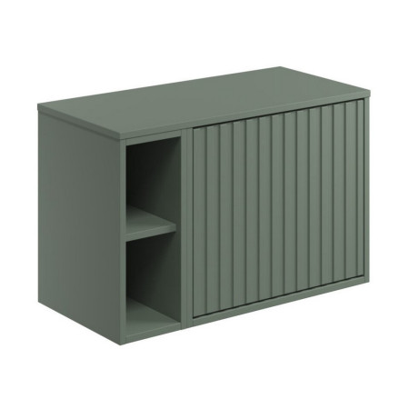 ALFIE-600-GREEN/ALFIE-200-GREEN/ALFIE-800-TOP-GREEN/ALFIE-600-DOOR-GREEN Scudo Alfie 800mm Vanity Unit with Fluted Drawer and Side Storage in Reed Green