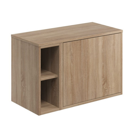ALFIE-600-OAK/ALFIE-200-OAK/ALFIE-800-TOP-OAK Scudo Alfie 800mm Vanity Unit with Slab Drawer and Side Storage in Sonoma Oak