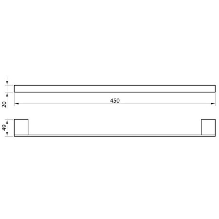 ALPHA-003 Scudo Alpha 450mm Towel Rail in Chrome Line Drawing
