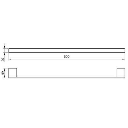 ALPHA-004 Scudo Alpha 600mm Towel Rail in Chrome Line Drawing