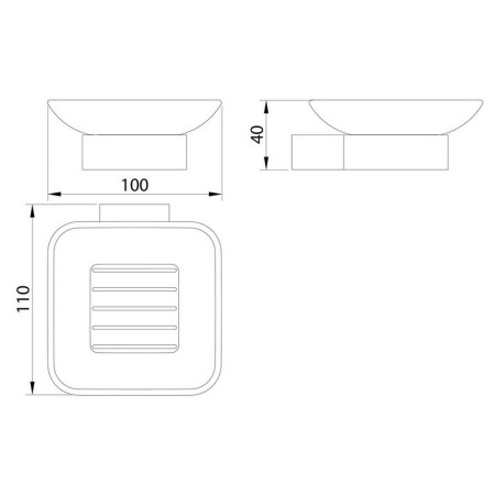 ALPHA-002 Scudo Alpha Soap Dish Holder in Chrome Line Drawing