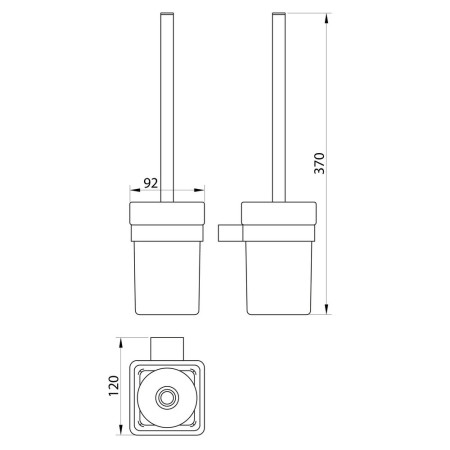 ALPHA-009 Scudo Alpha Toilet Brush Set in Chrome Line Drawing