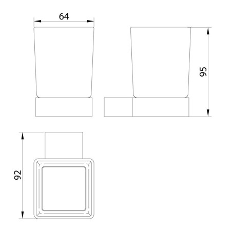 ALPHA-001 Scudo Alpha Tumbler Holder in Chrome Line Drawing