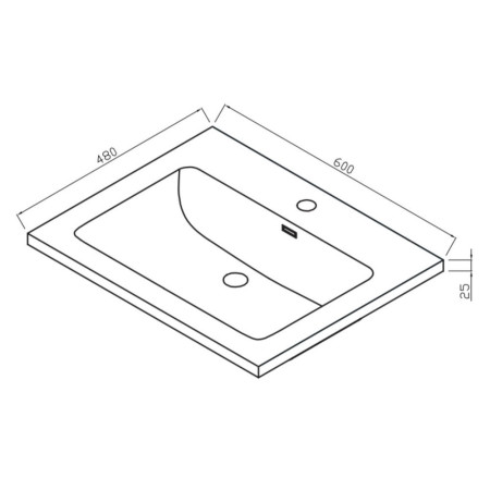 Scudo Ambience 600mm Wall Mounted LED Vanity Unit with Basin in Grey Oak Basin Dimensions