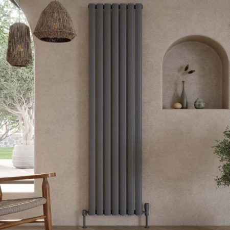 Scudo Apex 1800 x 295mm Vertical Double Designer Radiator in Anthracite