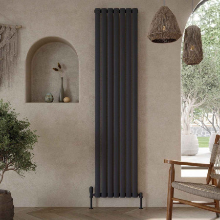 APEX18-41V-S-A Scudo Apex 413 x 1800mm Vertical Single Designer Radiator in Anthracite Lifestyle