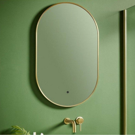 MIRROR012 Scudo Aubrey 500 x 800mm LED Mirror in Brushed Brass