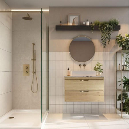 AUBREY-600-VANITY-OAK/WORKTOP-610X465-CARRARA Scudo Aubrey 600mm Wall Mounted Vanity Unit with Worktop in Davos Oak (2)